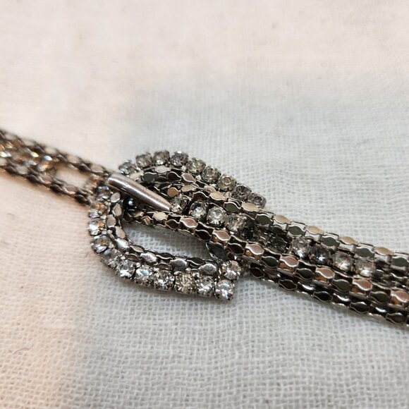 Rhinestone Silver Toned Thin Belt Size 30 main image 6